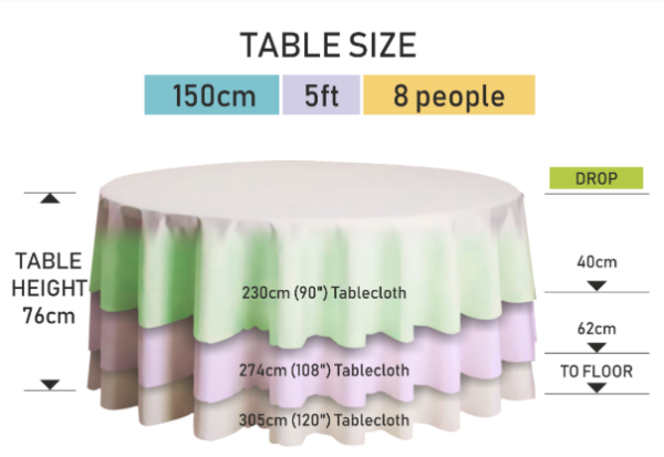 White round tablecloth (305 cm for 1.8 m round table) - Image 2